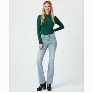 Daily Blue by AG Skye High Rise Flare Lake Japanese Rigid Denim 25 Made in USA